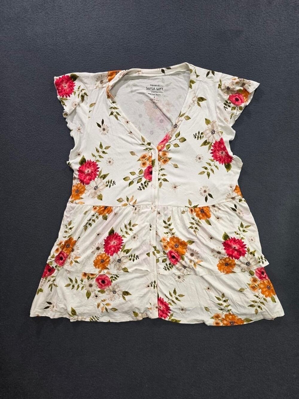 Torrid Rayon Button Up Tie Back Sleeveless Tank top Sz 3 Warm Sunset A009614
